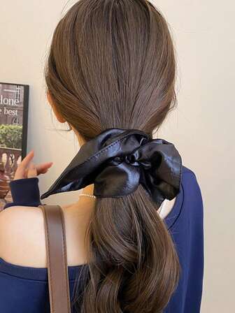 复古方形真皮发圈，温柔奢华，低马尾，高端发饰，发绳，发圈