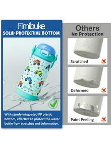 1PCS Kids Insulated Water Bottle With Straw Lid & Handle - 14oz 18/8 Stainless Steel Metal Tumbler Leak Proof Double Wall Vacuum Kids Cup Water Bottle For School Boys Girls - 藍色 - 查看 6