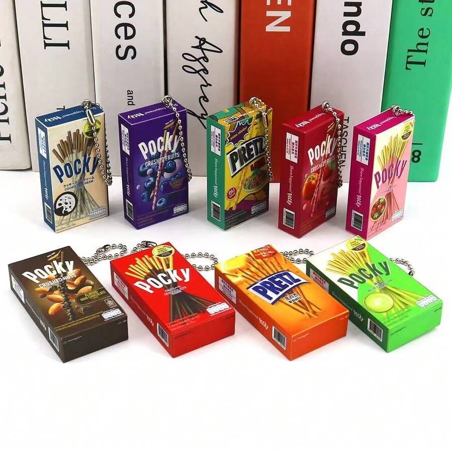 仿真日本零食格力百里子饼干钥匙扣微型食玩百里子夹心饼干棒挂饰 - 彩色 - 查看 1