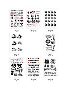 1 件扑克黑桃 Q 临时纹身，黑色，性感黑桃锁设计，男女通用胸部/大腿纹身贴纸，优雅手绘风格，半永久/临时纹身，防水 - 彩色 - 查看 4