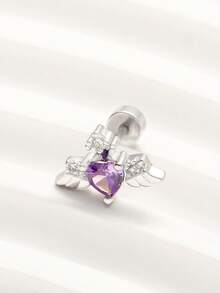 1 Stück hypoallergenes Titan-Stahl Ohrknorpel Piercing mit funkelnden Zirkonia Engelflügeln, barockes Design, geeignet für Ohrdurchbohrung