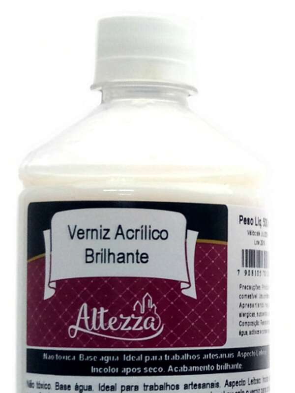 Verniz Acrílico Brilhante Transparente para Artesanato MDF Biscuit Gesso Altezza 100ml