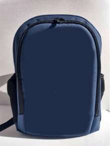 Mochila color gris con varios espacios ideal para el trabajo, escuela, viaje, uso diario - Azul Marino - Ver 4