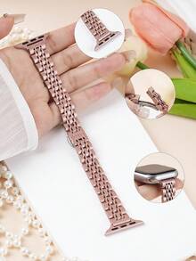 1pc Women's Girl's Rose Gold Slim Stainless Steel Band Compatible With Apple Watch Band Series 10 9 8 7 6 5 4 3 2 1 38mm 40mm 41mm 42mm 44mm 45mm 46mm 49mm Ultra 1/2 SE Wristband Replacement For Watch Strap,Best Present To Girlfriend,Friend And Family For Valentine's Day,Birthday And Mother's Day