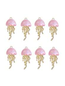 5pcs Liquid Jellyfish Alloy Pendant, Suitable For Unisex Hip-Hop Style Bracelets, Earrings, Necklaces, Bags, Keychains Decoration - Gold Bottom - View 12