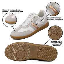 WEIDE Zapatos para mujer versátiles, tenis de mujer casuales retro para uso diario con suela resistente y estilo cómodo - Beis - Ver 7