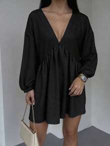 Ladies Dress Solid Color Casual Knot Ruffled Beach Daily Spring, Summer And Autumn, Elegant Clothing ,Fall Clothes For Women