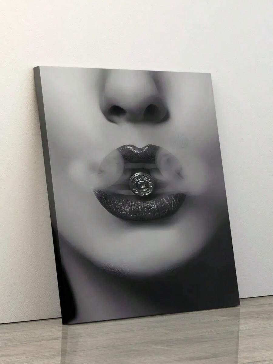 1pc Framed 30*40cm(12*16inch) Woman Wall Art  Poster Lips Print Wall Decor Large Canvas Wall Art Prints  Woman Canvas Decor Lips Woman Art Bedroom Wall Art