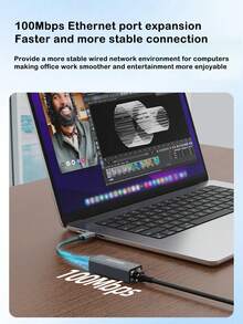 Network Port Converter,100Mbps Network Card - Type-C To RJ45 Network Port Conversion For Wired Network Card. Driver-Free Version Suitable For Desktop Computers And Laptops.
