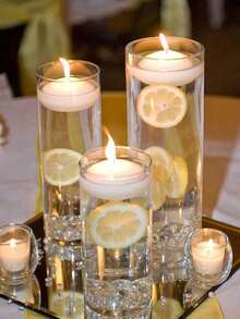 1 pieza Soporte de vela flotante de vidrio transparente, soporte de vela de vidrio borosilicato cilíndrico ultrafino, resistente al calor, vaso para cena romántica a la luz de las velas - Decoración para el Día de San Valentín, boda, fiesta festiva, centro de mesa (vela se vende por separado) - Multicolor - Ver 9