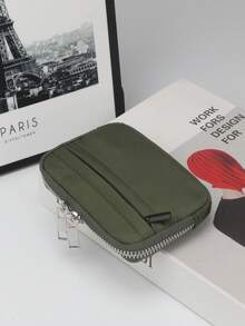 1pc Minimalist Compact Multi-Function Coin Purse, Mini Key Holder, Product Size: 11.5cm*7.5cm*2cm - Army Green - View 2