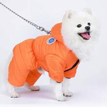 1 件简单纯色冬季宠物外套，适合中小型犬的厚保暖夹克，防风全覆盖，适合小狗的防寒户外服装 - 橘色 - 查看 13