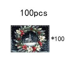 1 buc/4 buc/6 buc/100 buc Covorașe Placemat cu model de scenă bisericească cu fructe de pădure de ilex și poinsettia, Covorașe Placemat dreptunghiulare din poliester, lavabile la mașină, Protecții de masă, Covorașe Placemat termoizolante, Decorațiuni de masă pentru restaurant, Articole pentru petreceri, Decorațiuni de Crăciun, Pot fi oferite cadou