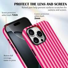 2-In-1 (Double Layer) Phone Case. Classic Line Design, Pink Background With Red Line Phone Case, Magnetic Film 2-In-1 Compatible With Apple, Cute, Durable, Unique, Suitable For Christmas, New Year, Festival, Holiday Gifts For Women, Compatible With IPhone 17, 17 Pro Max, 17 Pro, 17 Air, 16, 16 Pro, 16 Pro Max, 15, 15 Plus, 15 Pro Max, 15 Pro, 14, 14 Pro, 14 Pro Max, 14 Plus, 13, 13 Pro Max, 13 Pro, And More. - Multicolor - View 7