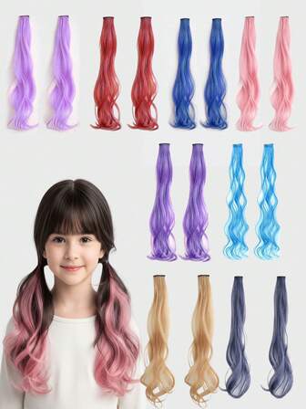 2st eleganta långa lockiga hårförlängningsklämmor, lämpliga för alla frisyrer, perfekt för dagligt bruk och fester