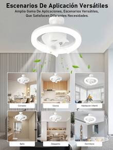 1PC 50W Luz LED 360° oscilante para ventilador, luz para ventilador de techo, ventilador de techo pequeño con mando a distancia, con función de temporizador, tres velocidades de viento, tres temperaturas de color, E27, para dormitorio estudio cuarto de baño - Tipo de Enchufe A USA (110-127V) - Ver 10