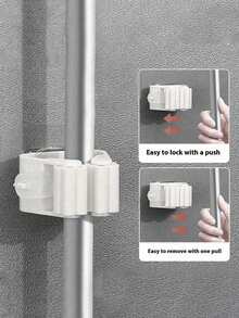 8 piezas Organizador de escobas montado en la pared de uso pesado con ganchos de bloqueo - Ahorro de espacio, sin necesidad de perforar, se adapta a escobas, trapeadores, cepillos - Excelente para garaje, baño, cocina, armario, dormitorio - Multicolor - Ver 5