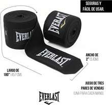 Paquete de 3 Vendas para Boxeo y Artes Marciales, Comodidad y  Transpirable, Algodón con  para Ajuste , Ideal para Entrenamiento y Protección de Mu?ecas y Nudillos - negro - Ver 2