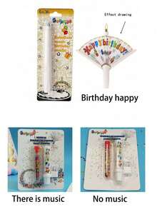 1个带音乐的糖果烟花蜡烛，恶作剧小丑生日蛋糕装饰趣味喷雾蜡烛，派对烘焙用品（无音乐/带音乐） - 彩色 - 查看 8