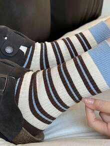 5 Paar smaragdfarbene gestreifte Knöchelsocken, modischer College-Stil Wadensocken geeignet für tägliches Einkaufen, Fitness und Laufen, passend zu Sneakers, stilvoll, schlicht, vielseitig, Kompressionssocken für Frauen