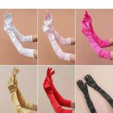 1 Pair Bridal Satin Gloves, Elegant Evening Party Gloves, High-End Luxury Formal Gala Gloves - Multicolor - View 1
