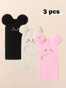 1 pezzo Cappello balaclava in maglia con ricamo a gatto, carino per bambini, cappello invernale caldo e casual per neonati/bambini, adatto per bambino/bambina, berretto da sci per uso quotidiano e all'aperto - Multicolore - Visualizzare 51