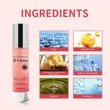 Suero corporal alisador B-Glossy - Manteca de karité, ácido hialurónico anti-arrugas, tratamiento corporal hidratante y iluminador para rostro, cuello y manos - Reduce visiblemente las líneas finas y restaura un brillo juvenil - 3.38 Fl.Oz/100ml