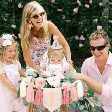 Pink Handmade 1st Birthday High Chair Banner With Wild One Cake Topper 1st Birthday Cone Hat Happy Birthday Party Decorations For Baby Girls Photoshoot Props Photo Props