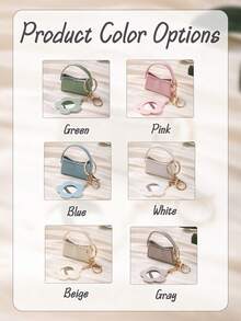 Personalized Portable Flower Mirror, Keychain Mini Pouch, Solid Color Small Square Bag, Gift For Friends - Multicolor - View 8