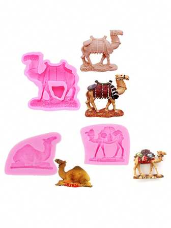 1pc Pink Liquid Silicone Material Silicone Mold, Desert Camel Car Diffuser Plaster Mold, Suitable For Making Decorative Stickers, Fridge Magnets, DIY Crafts, Soft Clay Molds