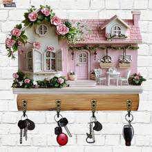 Wall Mount Cottage Key Holder Creative 2D Decorative Key Hanger For Home Living Room Office - Pink - View 5