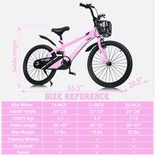 Kids Bike For Boys And Girls Ages 3-12, 14 16 20 Inch Bicycle With Training Wheels/Kickstand , Easy To Assemble, Ride, Vibrant Colors, For Sports Bicycle For Kids, Easy Assembly, Multiple Color Option - 粉色 - 查看 5