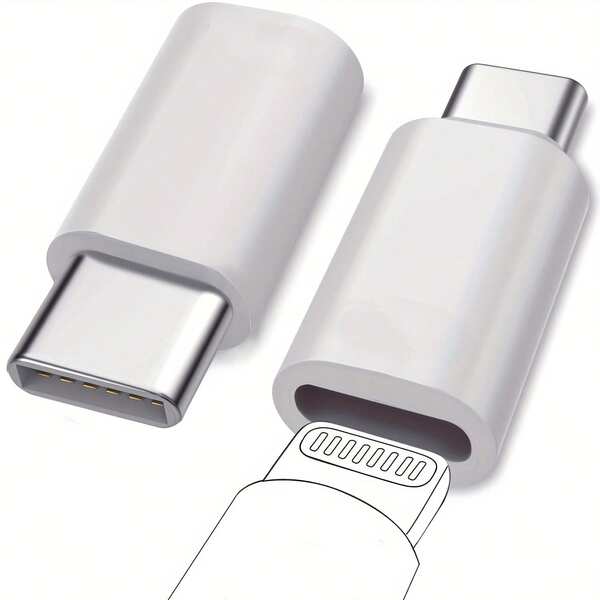 2-Piece Set, Lightning Type Female To USB C-Type Male Adapter, Suitable For Charging And Data Transfer