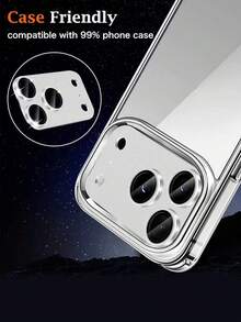 Camera Lens Protector Film Compatible With Iphone 17 Pro Max, [Anti-Scratch], [Compatible With Phone Case], [Matte Finish], Metal Aluminum Alloy + Tempered Glass, Lens Protector Compatible With Iphone 17 Pro Max - Silver - Silver - View 5