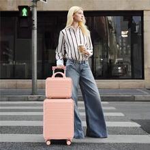 14"/19" 2-Piece ABS Spinner Suitcase Set With Combination Lock & 14" Cosmetic Bag (Black) - Pink - View 3