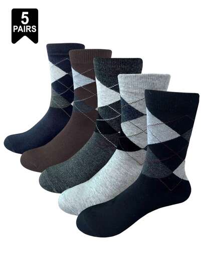 1/5 Pairs Men's Dress Socks,Breathable Business Professional Formal Socks, Comfort Crew Socks, Suitable For Men Casual And Formal Wear