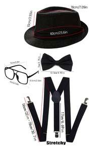 D EXCEED 4Pcs 1920s Men Gatsby Adjustable Costume Accessories Set Includes Hat, Suspenders ,Prop Glasses, Bow-Tie For 1920s Themed Galas, Gangster Outfit Accessories - Multicolor - View 11
