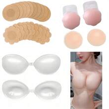 Sutien lipicios transparent fără bretele, sutien invizibil cu adeziv push-up, sutien din silicon fără spate, lavabil pentru femei cu costum de baie, rochie fără spate, bikini, potrivit pentru înot și alergare