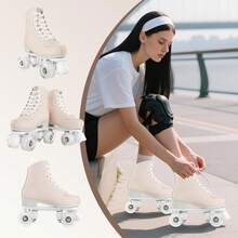 Milky Way Women's Roller Skates With Light-Up Wheels, Men's, Adult, Beginner Outdoor Quad Roller Skates, Classic Double Row Roller Skates - Thịt hồng - Xem 2