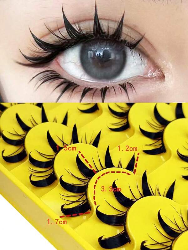 6 pares nuevos de pestañas postizas de estilo manga 3D de visón natural, pestañas postizas suaves y cruzadas, pestañas postizas 3D naturales para extensión de pestañas, para Halloween, cosplay y pestañas postizas de gato manga