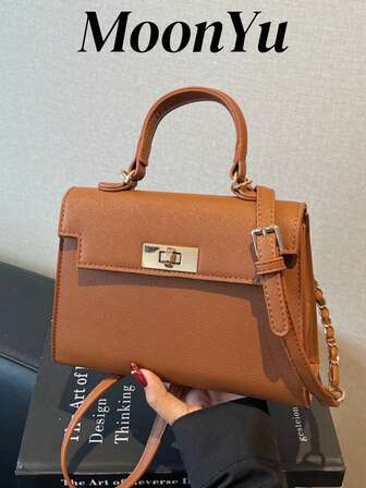 New Women PU Leather Handbag Large Capacity Fashion Elegant Luxury Design Crossbody Bag In Brown Color