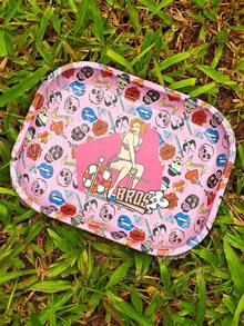 1个创意印花金属烟灰缸，锡制香烟架，吸烟配件，送给家人和朋友的理想礼物，圣诞节、万圣节、情人节、生日、派对 - 彩色 - 查看 12