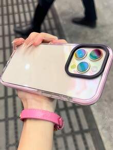 Apple Three In Solid Color Shock Absorption And Anti Drop Edge Color Adhesive Strip Pink/Black, Transparent TPU Soft Shell Compatible With Iphone 11 12 13 14 15 X/XS XR XSMAX PRO/PLUS/PROMAX Waterproof Scratch Resistant