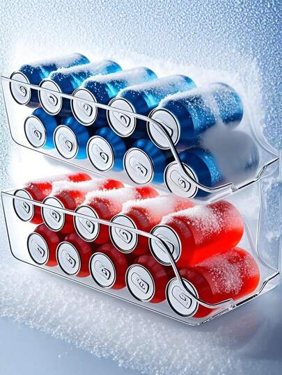 1pc Clear Stackable Can Organizer - Space-Saving Pantry & Fridge Storage, Easy To Access For Soda, Soup & Food Cans, Kitchen Organizer