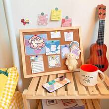 1pc Soft Cork Message Board, Notification Pin Board, Romantic Memo Board With Pushpins (Random Color) And Hanging Rope, Vision Board, Office, Home Announcement Board, Classic Framed Bulletin Board, Collapsible & Decorative