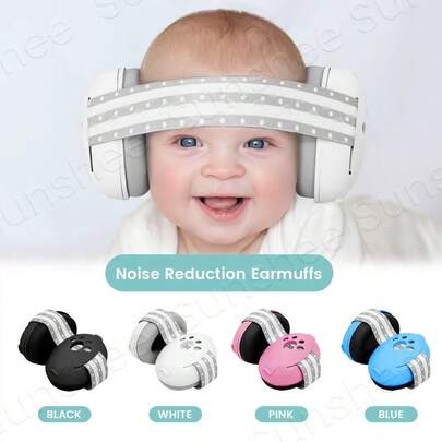 Ear Muffs For Infants With Elastic Headband, Baby Earmuffs Ideal For Flights, Baby Ear Noise Reduction Earmuffs - Baby Headphones Against Hearing Damage & Improves Sleep