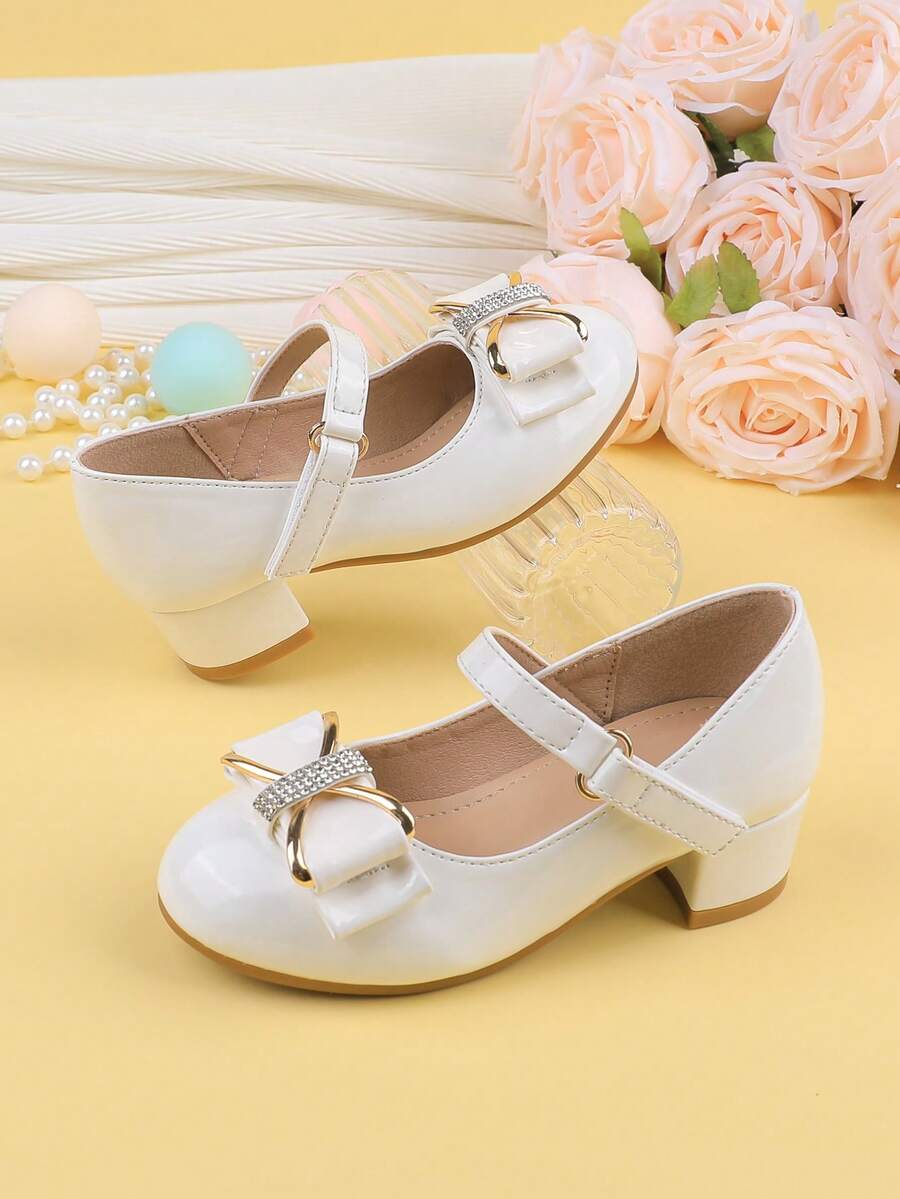 Girls' Fashion White Patent Leather Bow Tie Dress Shoes, Suitable For Formal Occasions, Parties, Weddings, Performances, Dances, Holidays, Suitable For Toddlers, Little Girls, And Big Girls