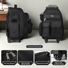NEW YORK XPRESS 2 In 1 Carry On Travel Backpack 20" Rolling Backpack For Women Men With Wheels & Telescopic Handle For Work Weekend School & Short Trips - 黑色 - 查看 2