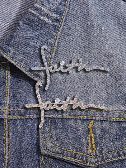 1pc Fashionable Letter Faith Cross Brooch, Unisex Pin For Clothing, Bags And Accessories Pins(Without Box)