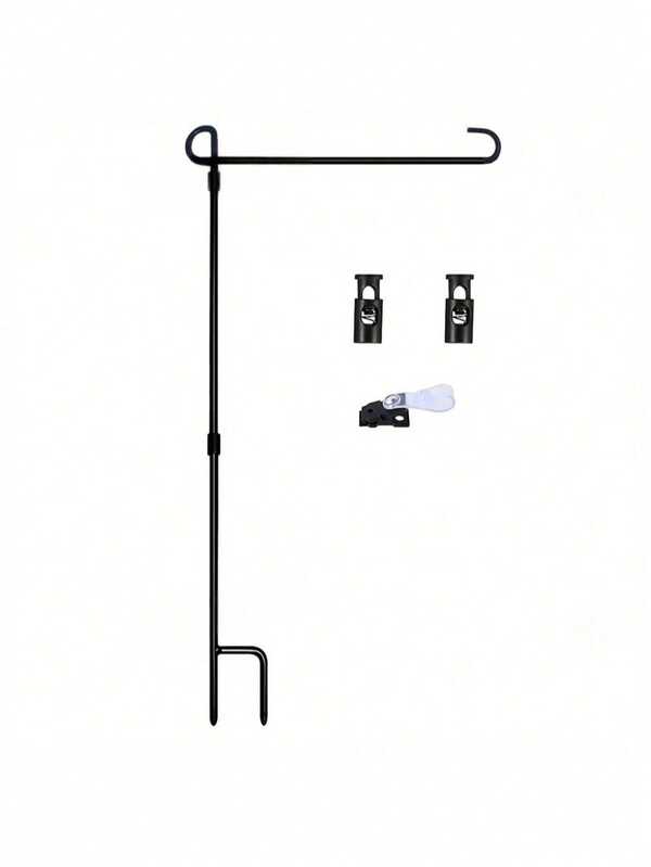 Garden Flag Stand, Premium Garden Flag Pole Holder Metal Powder-Coated Weather-Proof Paint With One Tiger Clip And Two Spring Stoppers Without Flag